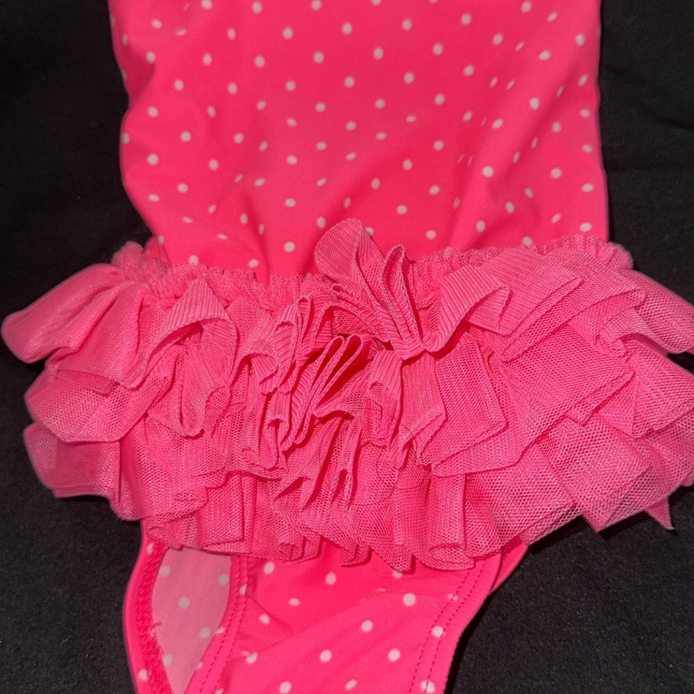Circo Pink and White Polka Dot Swimsuit